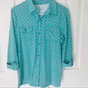 ⬇️❤️Charter Club Teal Button Down Shirt Size M